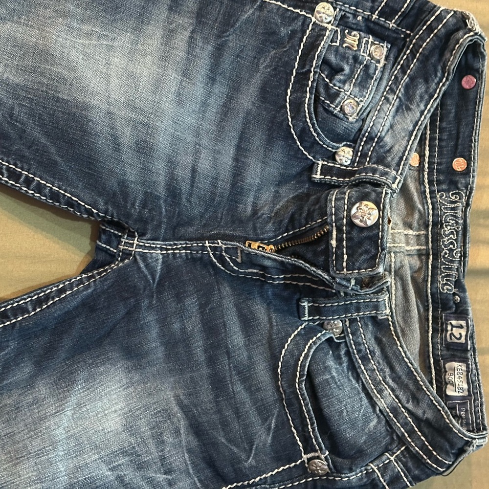 Miss Me Blue Boot Cut Jeans with Distinctive Fading